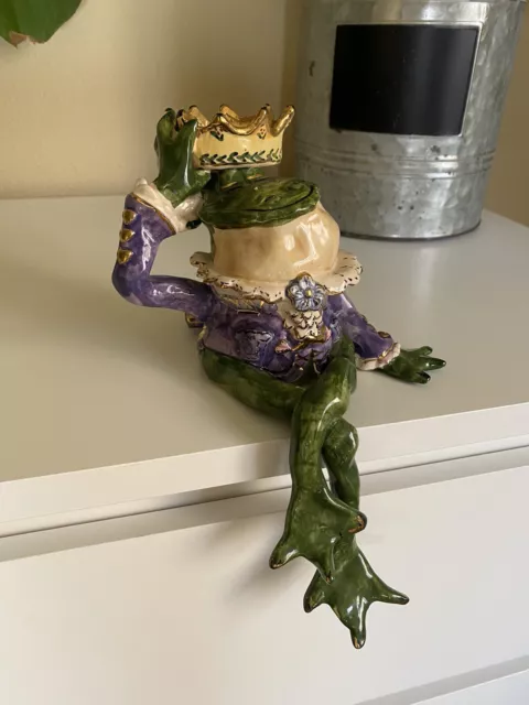 Blue Sky Clayworks Heather Goldminc Frog Prince Shelf Sitter Tea Light Holder