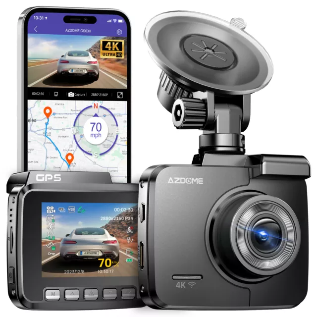 AZDOME 2160P UHD WIFI GPS 4K Dashcam Single Vorne Nachtsicht G-Sensor Autokamera