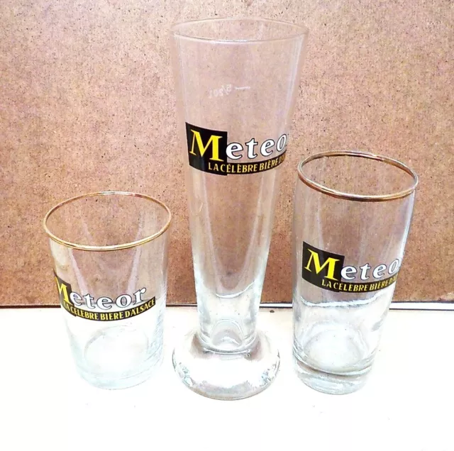 3 Verre  Biere    Brasserie Meteor Alsace