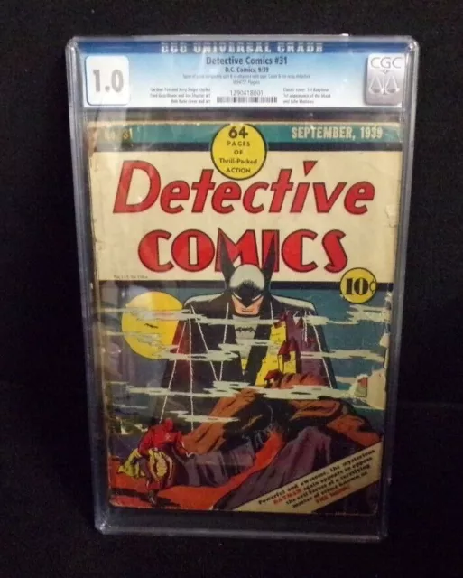 Detective Comics Batman #31 Dc Comics Golden Age Cgc Grade 1.0 1St Batplane Monk