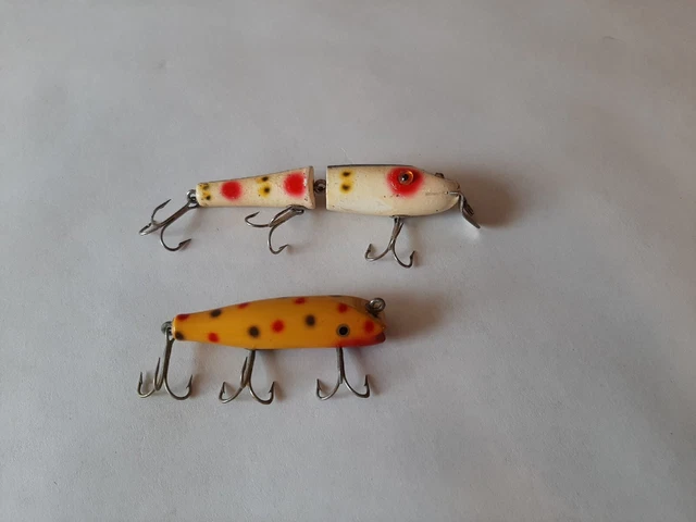 Vintge Wood Fish Lures Creek Chub Crankbait Concave Belly Darter & Jointed Pikie Vintge Wood Fish Lures Creek Chub Crankbait Concave Belly Darter & Jointed Pikie