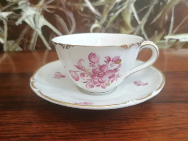 Nymphenburg, Rococo Bouquet Purple, Classy Coffee Cup with Saucer