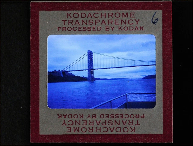 Original Slide George Washington Bridge New York City NY - c1950s -