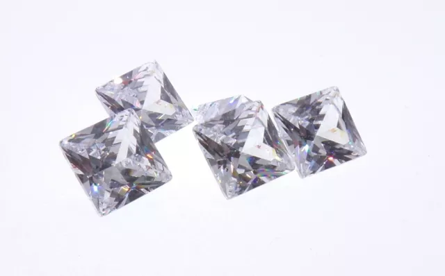 White Colourless Square Princess Cut Cubic Zirconia Loose Gems - Various Sizes