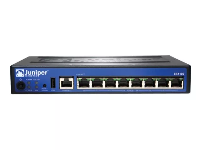 JUNIPER - SRX100B - SRX Services Gateway 100 con puertos 8xFE y memoria base (Encendido)