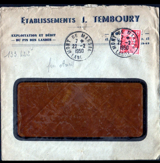Bordeaux / Mont De Marsan (33 / 40) Sawmill / Wood Des Landes ""J. Temboury"" 1950