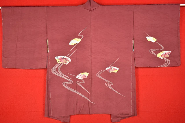 Vintage Japanese Kimono Silk Antique BORO HAORI Kusakizome Dyed/A179/475