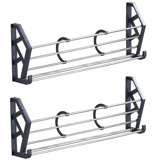 2 Sets Shoe Rack Over the Door Wall Mounted Storage Organizer Shelf Space Saving