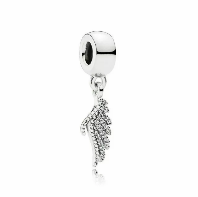 Authentic Pandora Sterling Silver Majestic CZ Feather Dangle Bead 791750CZ