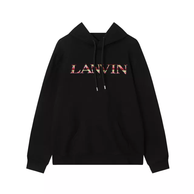 Lanvin Hot Unisex Chest Color Logo Embroidered Loose Casual Pullover Hoodie