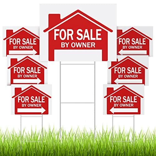 7 Pcs 24 x 18 Inch for Sale by Owner Sign Double Sided Open House Signs Real