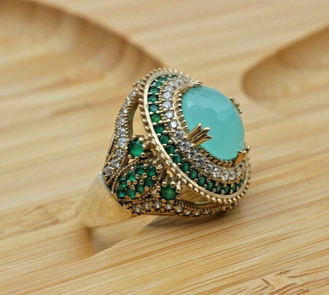 Topaze Bague pour femme faite à la main en argent sterling 925 avec pierres...