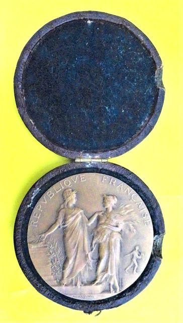 Médaille En Argent Massif "Instruction Publique" 1925 - Par Alphée Dubois - Collection