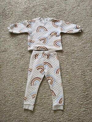 GEORGE  top And Trouser Set. Neutral With Rainbow  Patterns.  Age 4 To 5 Years.