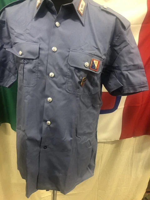 Camicia Per Uniforme Estiva Blu Carabinier Nuova Con Alamari E Pins Anni 80/90