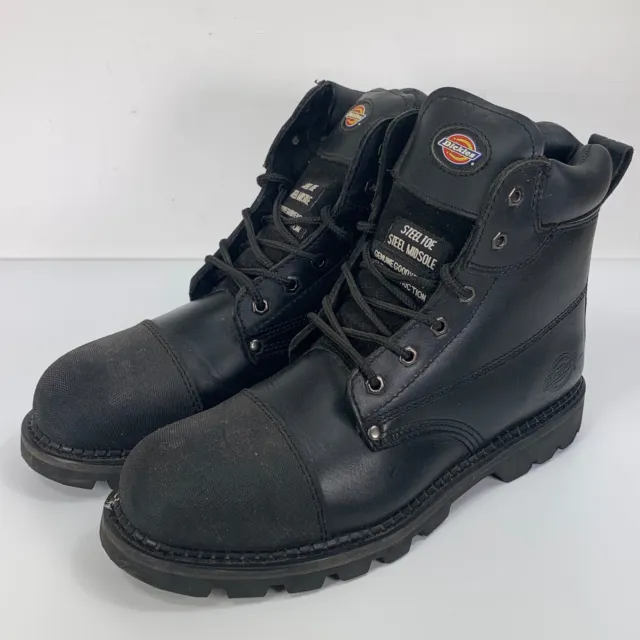 DICKIES CRAWFORD STEEL Toe Cap Safety Boots Work Black Leather Size UK ...