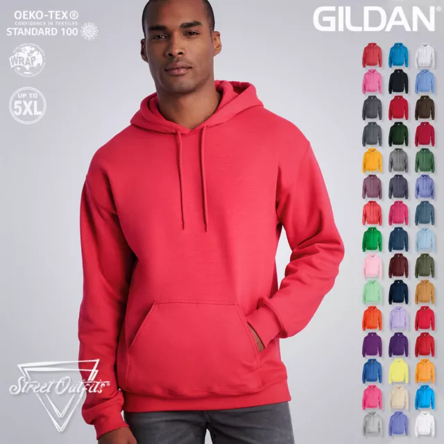 Mens Heavy Blend Hoodie Gildan Hooded Sweatshirt Plain Casual Jumper Pullover