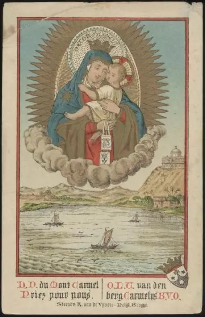 antico santino cromo-holy card MADONNA DEL CARMELO