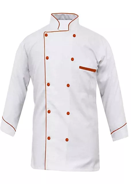 Chef Coat Long Sleeve Double Breasted Jacket Poly Cotton Kitchen Uniform