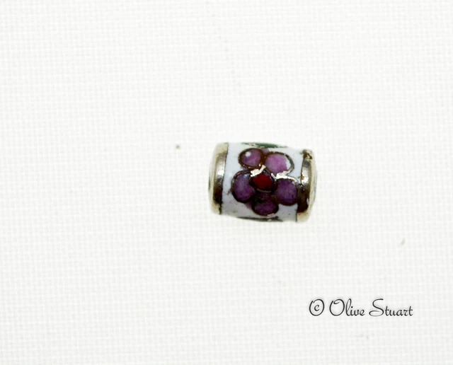 Oriental Cloisonne Beads Loose 10mm x 8mm fat tube 2
