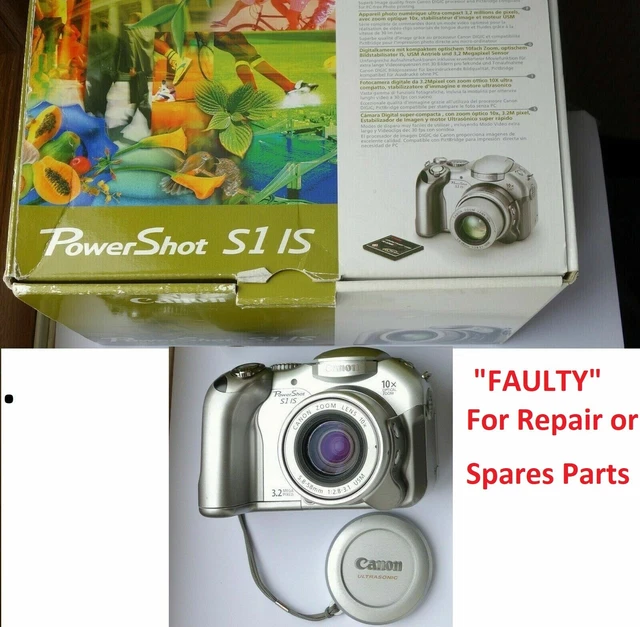 "FAULTY" Canon PowerShot S1 iS 3.2MP Digital Camera For Repair or Spares