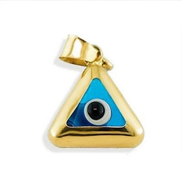 14K Yellow Gold Evil Eye Good Luck  Necklace Pendant Charm,Gift For Women's