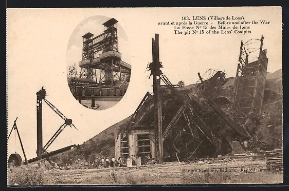 CPA LENS, AVANT et après la Guerre, La Fosse No. 15 des Mines de Lens