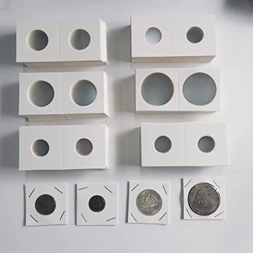 "MUDOR 1000 Pieces Coin Flips 2x2 for Collectors 10 Size Cardboard Coin Holde...
