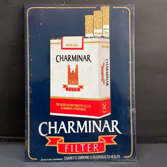 Raro Antiguo Hierro CHARMINAR Filtro Cigarrillo Avanzado. Litho Estampado Placa