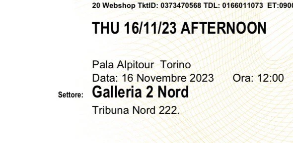 2 Biglietti Nitto Atp Finals 16/11/2023