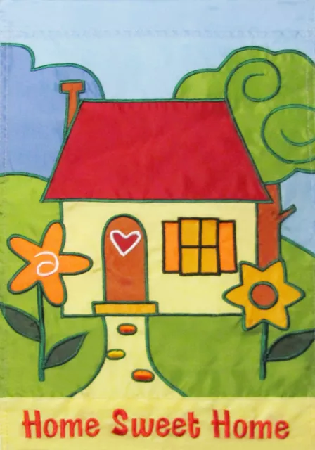 Home Sweet Home Applique House Flag-28x39 inches-Two-sided House Flag
