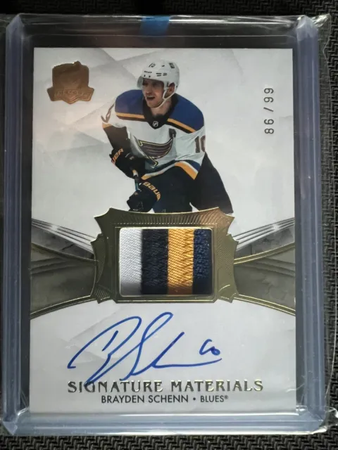 ￼20-21 Ud The Cup Brayden Schenn Signature Materials 86/99 4 Color Patch Auto