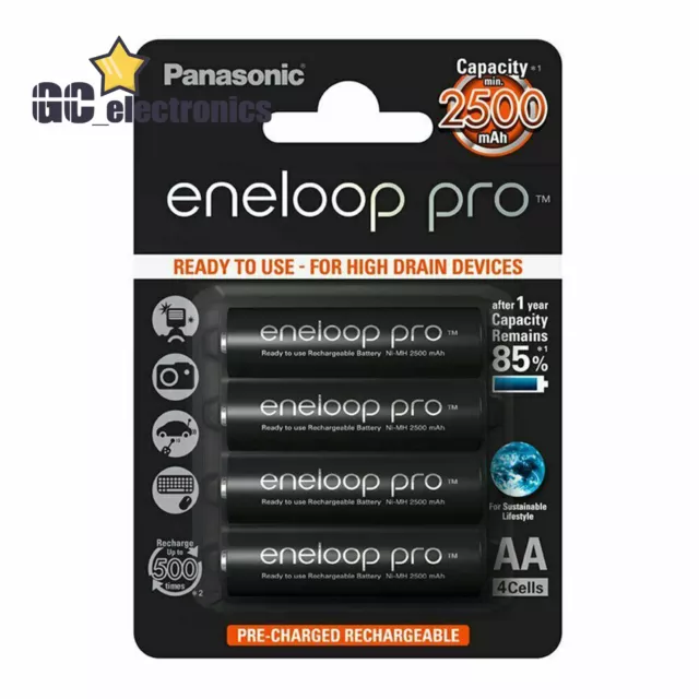 4X Panasonic Eneloop Pro 2550mAh AA Precharge NiMH Rechargeable Battery