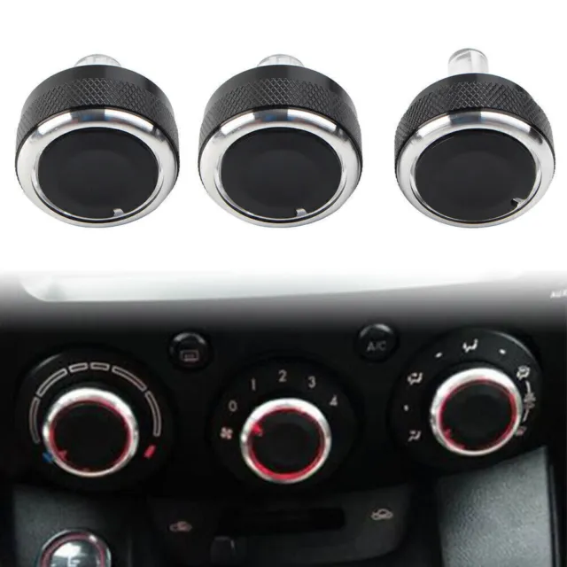 3x Switch Knob Heater Climate Control Button Dials Frame A/C Fit Mazda 2