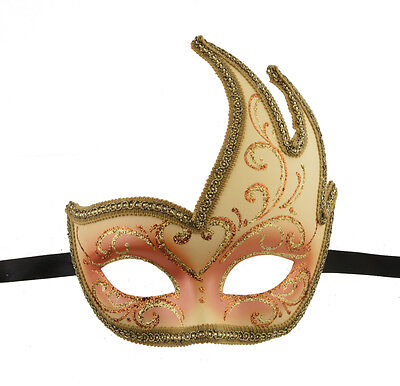 Mask from Venice Colombine Swan Lilou Orange Golden Gala 1147 V57