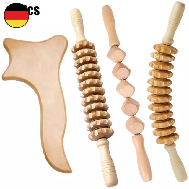 4-Teiliges Maderoterapia-Kit, Holztherapie-Massage Werkzeuge, Holz-Lymphdrainage