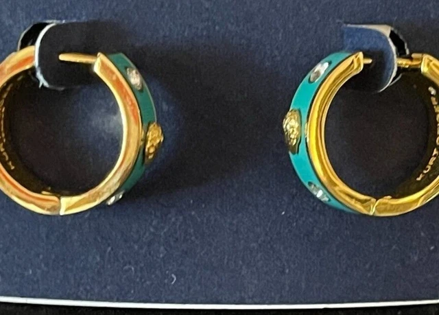☘☘☘☘Genuine Kurt Geiger Eagle Teal Enamel Huggie Hoop  Earrings $78☘☘☘☘