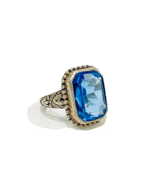 Size 5.75-6 Vintage Solid 925 Sterling Silver Tanzanite Ring, Free Shipping