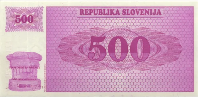 Slowenien / Slovenia P.08s1 500 Tolarjew 1992 Specimen (1) UNC