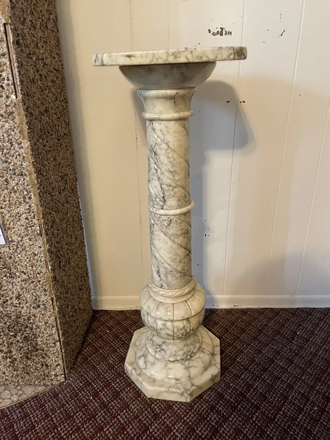 Antique Vintage Alablaster Marble Pillar Pedestal 30” Victorian Style Column Antique Vintage Alablaster Marble Pillar Pedestal 30” Victorian Style Column