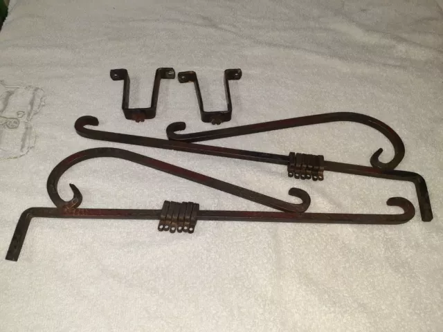 Pr Of Vintage Swing Arm Curtain Drapery Rods Deco & Brackets 17 3/4"