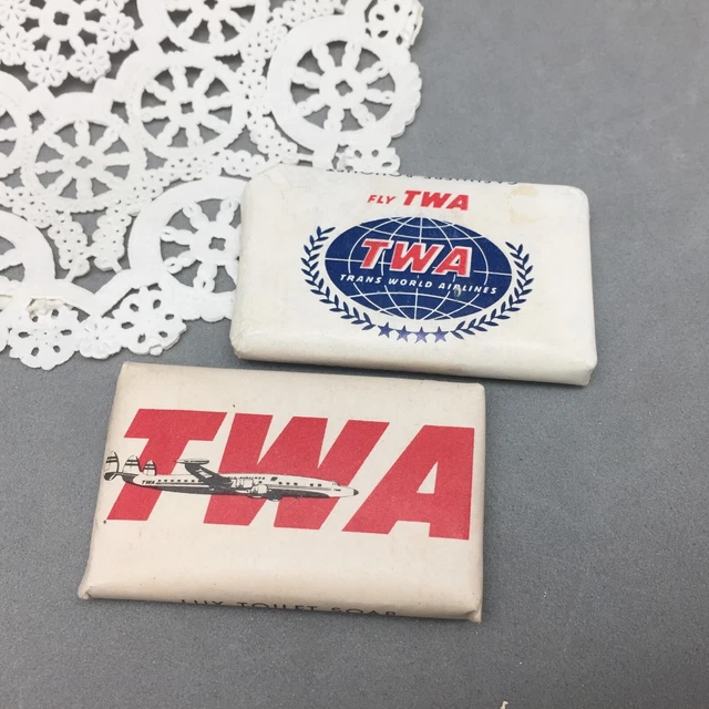 VINTAGE TWA AIRLINE Soap Miniature Travel Bar Airplane 2 Types Lot 2