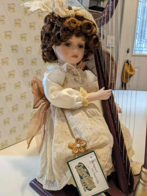 Musical Mallory w Harp Porcelain Doll By Heritage Signature Collection 14" w Box
