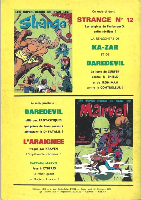 Rare Eo Marvel N° 9 Décembre 1970 Stan Lee + Collectif ( Superbe État  ) 2