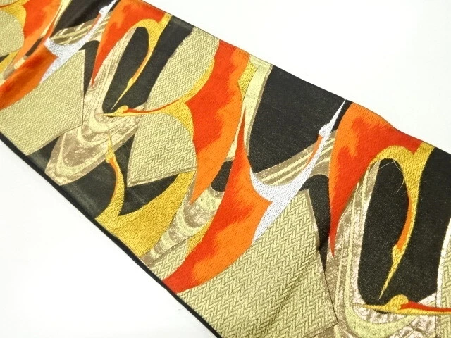 45238# Japanese Kimono / Fukuro Obi / Woven Crane