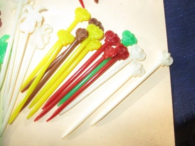 Vintage Collection Reuseable Rainbow Colored Plastic Figural Cocktail Toothpicks 2