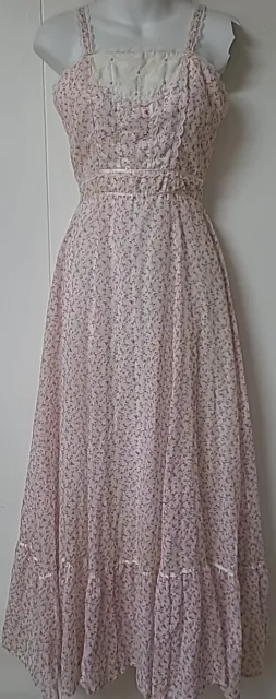 Vtg Candi Jones California 70s Floral Cottage Prairie Maxi Sun Dress  Small/XS?