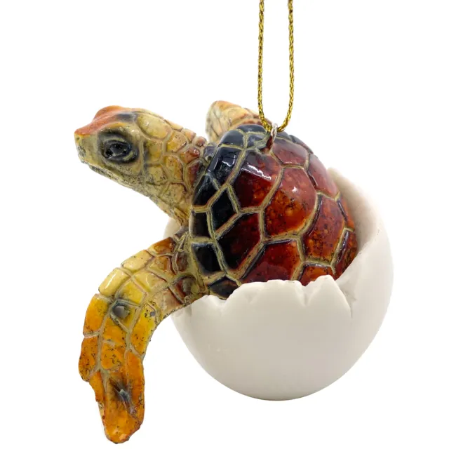 Hatching Baby Sea Turtle Ornament - Coastal Ocean Marine Life Decoration