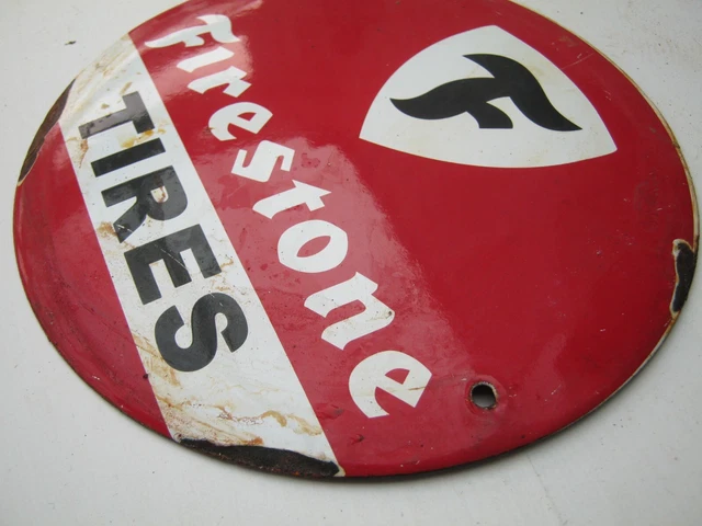 Collectable Enamel On Steel Advertising Sign Firestone Tires / Tyres