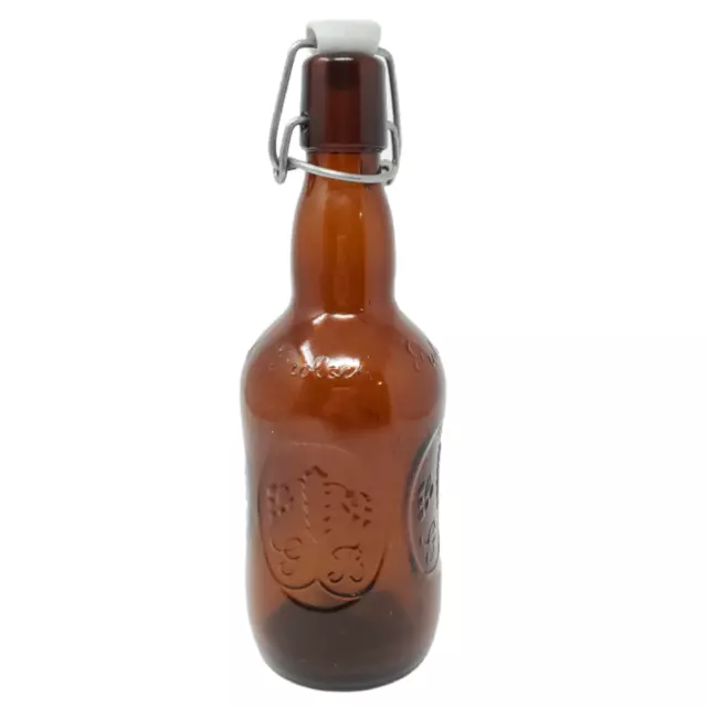 Vintage Grolsch Lager Brown Glass Beer Bottle Porcelain Swing Cap Top